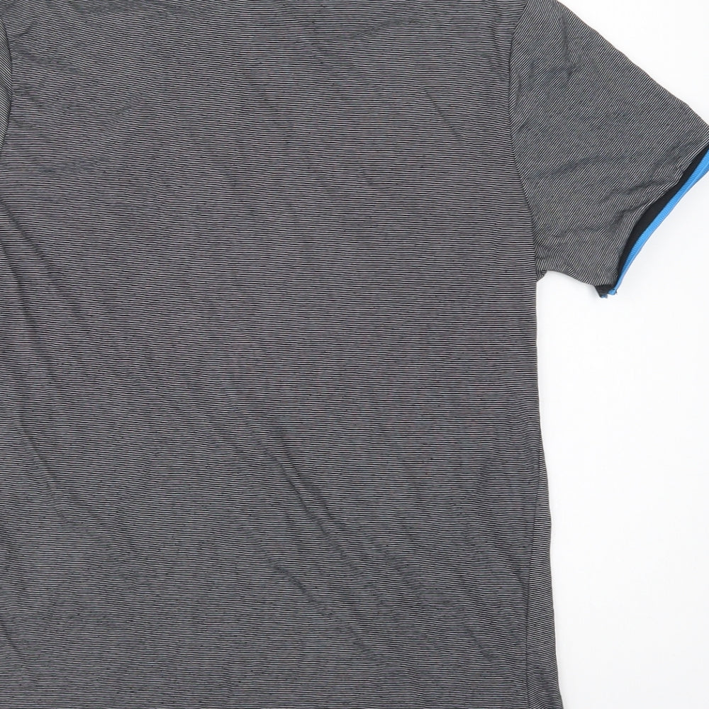 Urban Spirit Mens Grey Striped Cotton  Polo Size S Collared Button