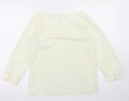 H&M Womens Ivory  Polyester Basic Blouse Size 10 Round Neck - Lace front detail