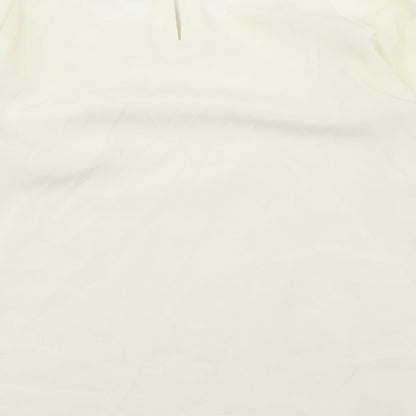 H&M Womens Ivory  Polyester Basic Blouse Size 10 Round Neck - Lace front detail