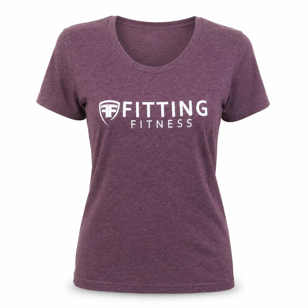 Fitting Fitness Womens Purple  Polyester Basic T-Shirt Size M V-Neck