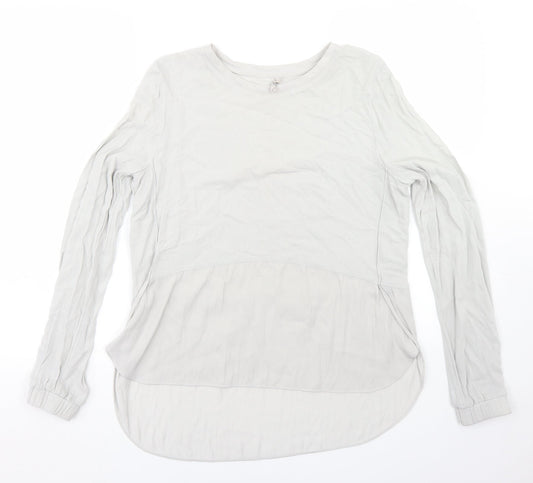 YAYA Womens Grey  Viscose Basic Blouse Size 10 Round Neck - Peplum