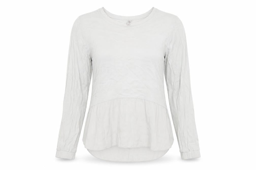 YAYA Womens Grey  Viscose Basic Blouse Size 10 Round Neck - Peplum