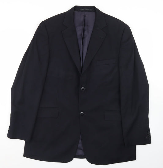Becker Mens Black  Polyester Jacket Blazer Size 40