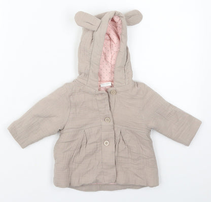 Preloved NEXT Girls Brown   Jacket  Size 3-6 Months   Button - Front
