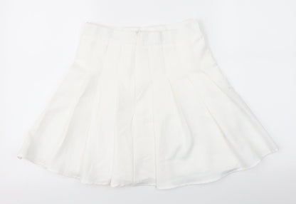 Preloved ROMWE Womens White  Polyester Skater Skirt Size S   Zip - Back