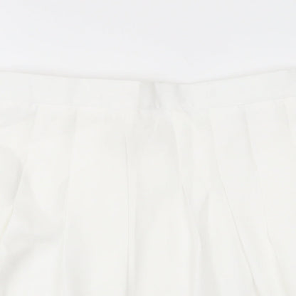 Preloved ROMWE Womens White  Polyester Skater Skirt Size S   Zip - Detail