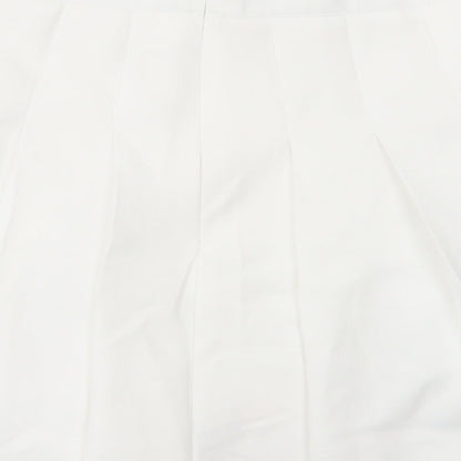 Preloved ROMWE Womens White  Polyester Skater Skirt Size S   Zip - Label