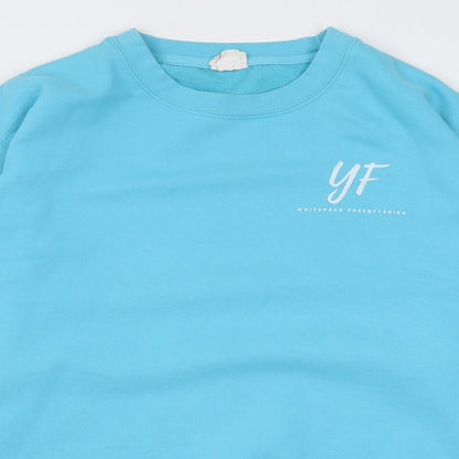 Awdis Womens Blue  Cotton Pullover Sweatshirt Size M  Pullover - whitehead presbyterian