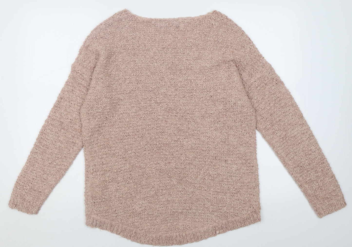 Only Womens Beige Scoop Neck  Acrylic Pullover Jumper Size L