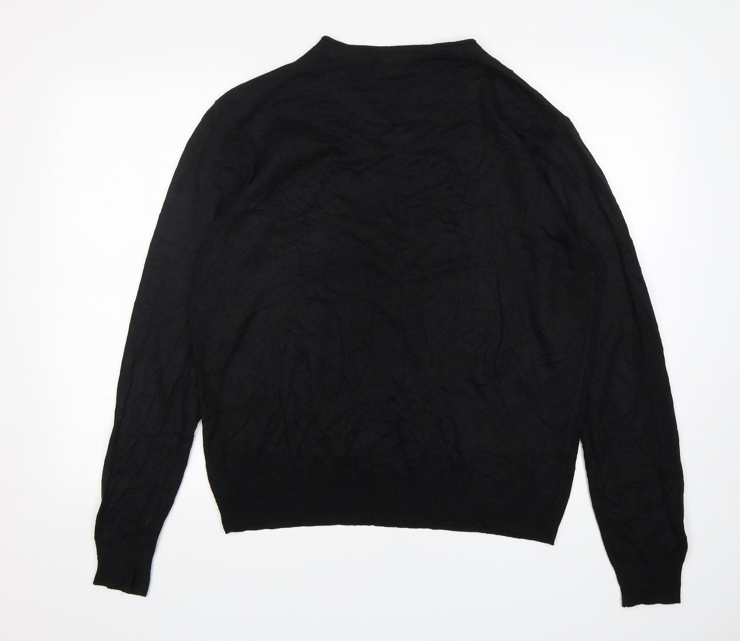Industrialise Womens Black V-Neck  Polyester Pullover Jumper Size L