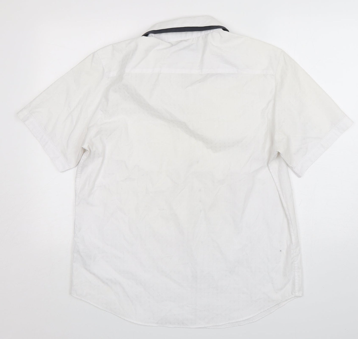 Debenhams Mens White  Polyester  Button-Up Size L Collared Button