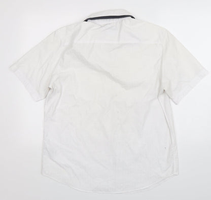 Debenhams Mens White  Polyester  Button-Up Size L Collared Button