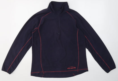 Blue Mountain Womens Blue  Polyester Pullover Sweatshirt Size L  Zip
