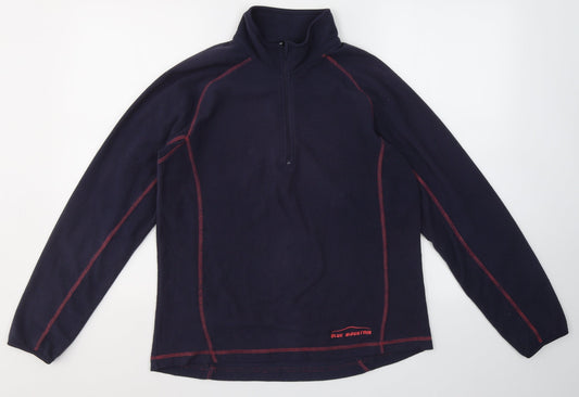 Blue Mountain Womens Blue  Polyester Pullover Sweatshirt Size L  Zip