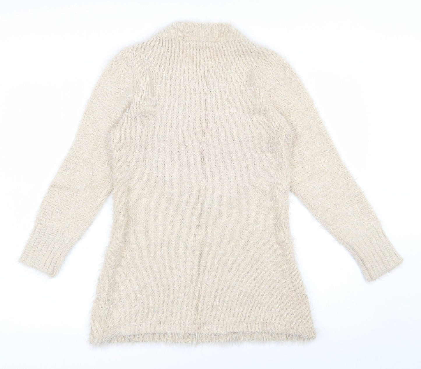 Quiz Womens Beige Round Neck  Polyester Pullover Jumper Size S