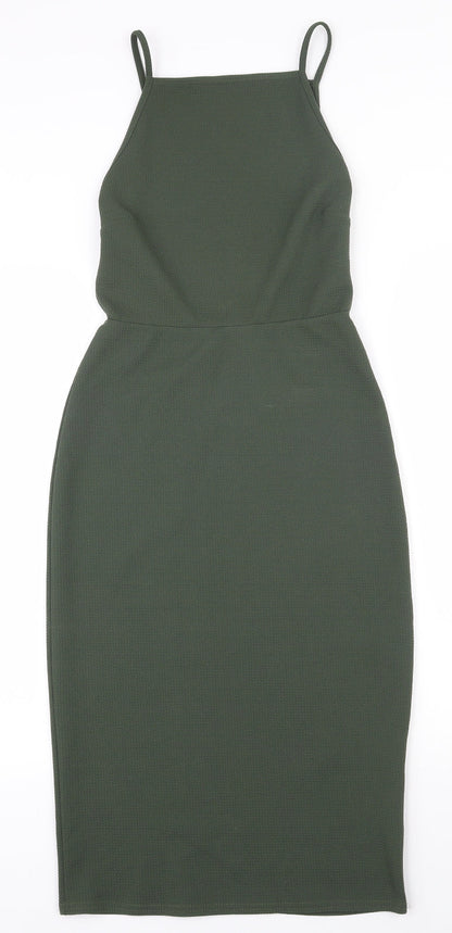Preloved Oh My Love Womens Green  Polyester Bodycon  Size S  Square Neck Pullover - Open back - Front
