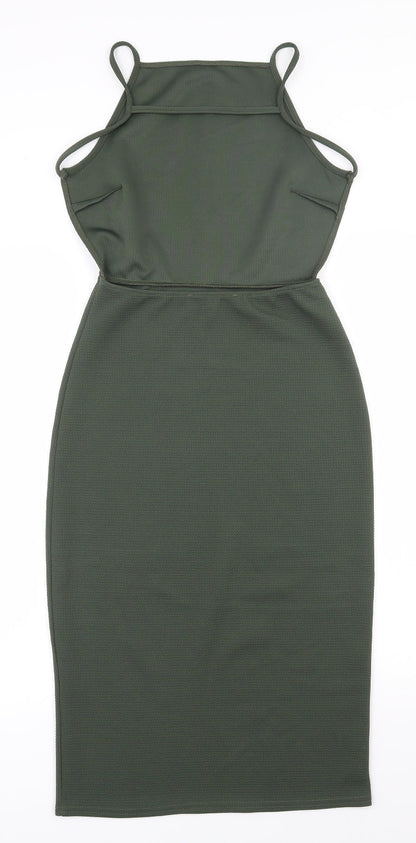 Preloved Oh My Love Womens Green  Polyester Bodycon  Size S  Square Neck Pullover - Open back - Back