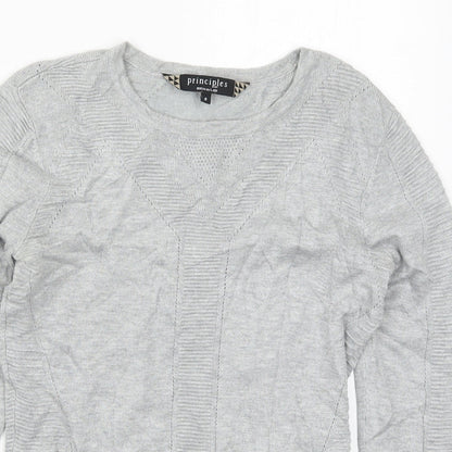 Principles Womens Grey Round Neck  Viscose Pullover Jumper Size 8