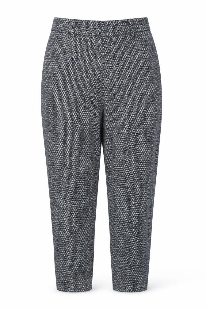 H&M Womens Blue Geometric Cotton Carrot Trousers Size 8 L27 in Regular Zip