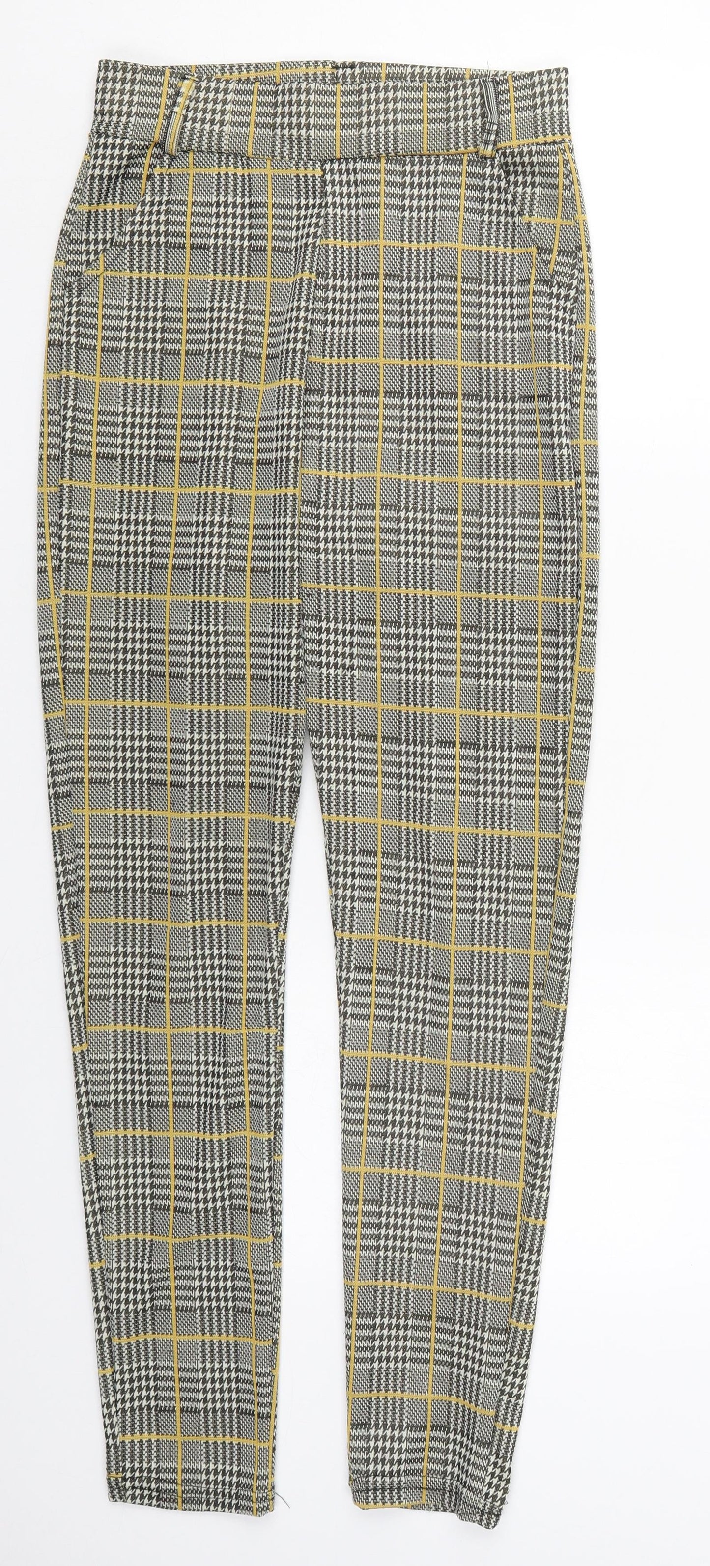 Preworn Womens Yellow Check Nylon Carrot Leggings Size S L27 in