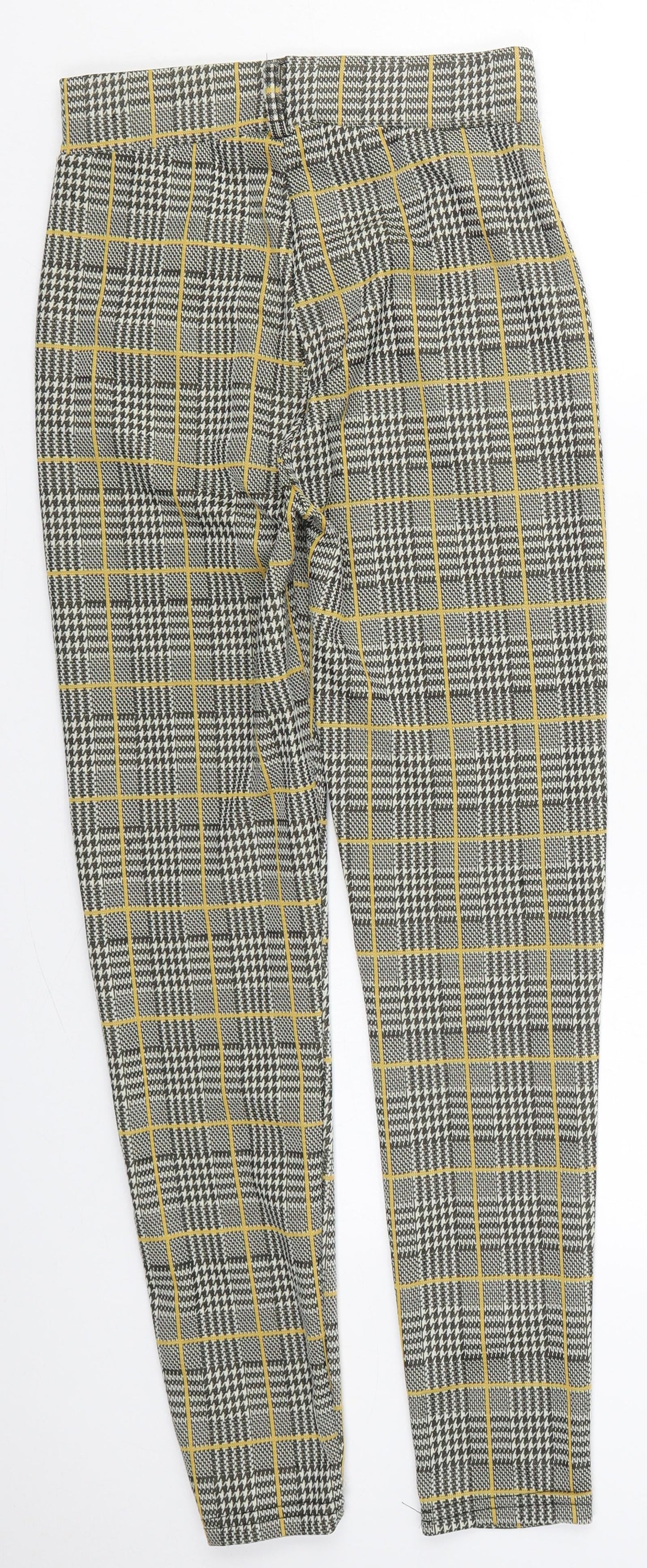 Preworn Womens Yellow Check Nylon Carrot Leggings Size S L27 in