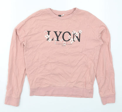 Preloved H&M Womens Pink  Cotton Pullover Sweatshirt Size XS  Pullover - Lyon - Front