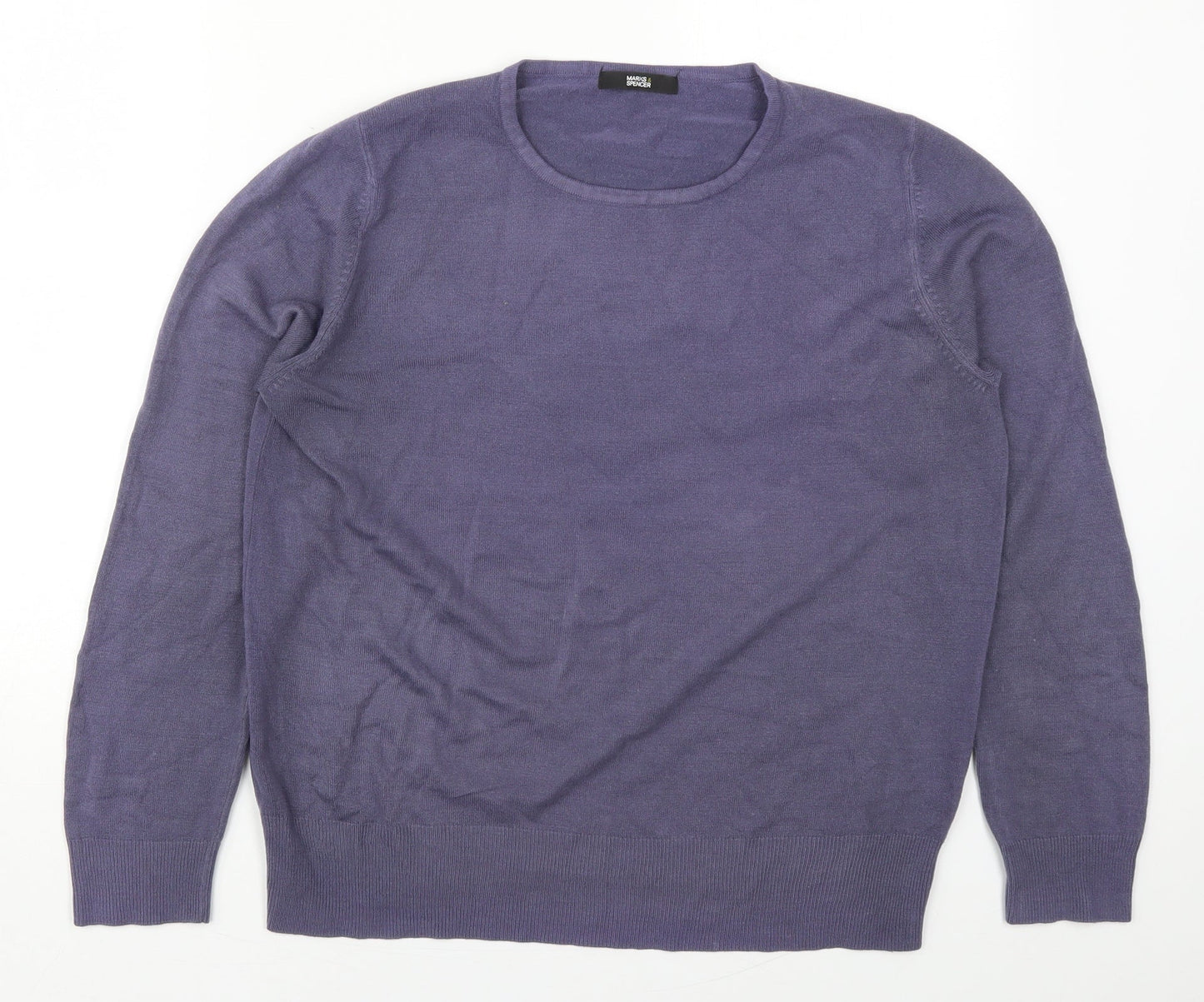 Marks and Spencer Womens Purple Round Neck  Acrylic Pullover Jumper Size 14