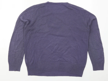 Preloved Marks and Spencer Womens Purple Round Neck  Acrylic Pullover Jumper Size 14 - Back