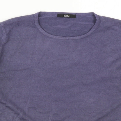 Preloved Marks and Spencer Womens Purple Round Neck  Acrylic Pullover Jumper Size 14 - Detail