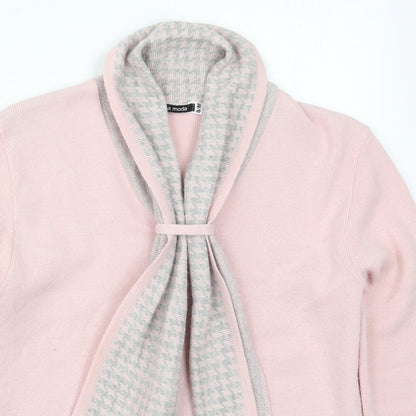 Preloved Mia Moda Womens Pink Collared Houndstooth Acrylic Pullover Jumper Size S - Detail