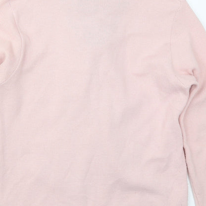 Preloved Mia Moda Womens Pink Collared Houndstooth Acrylic Pullover Jumper Size S - Label