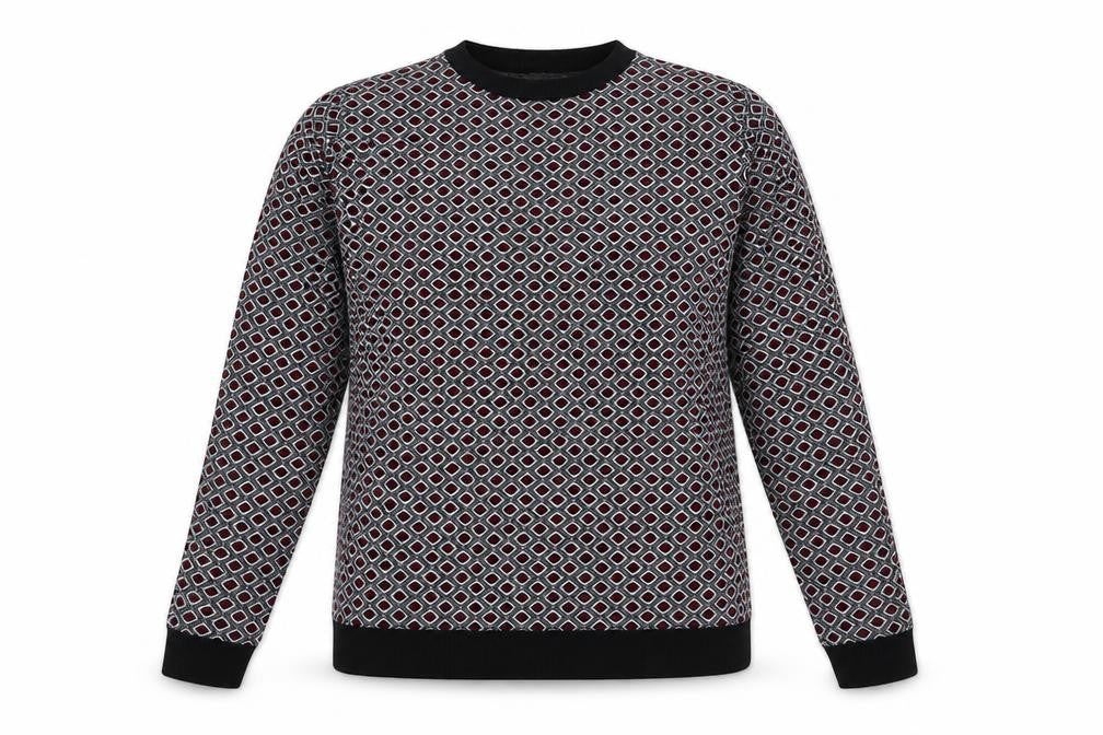Matalan Womens Red Crew Neck Geometric Nylon Pullover Jumper Size 8