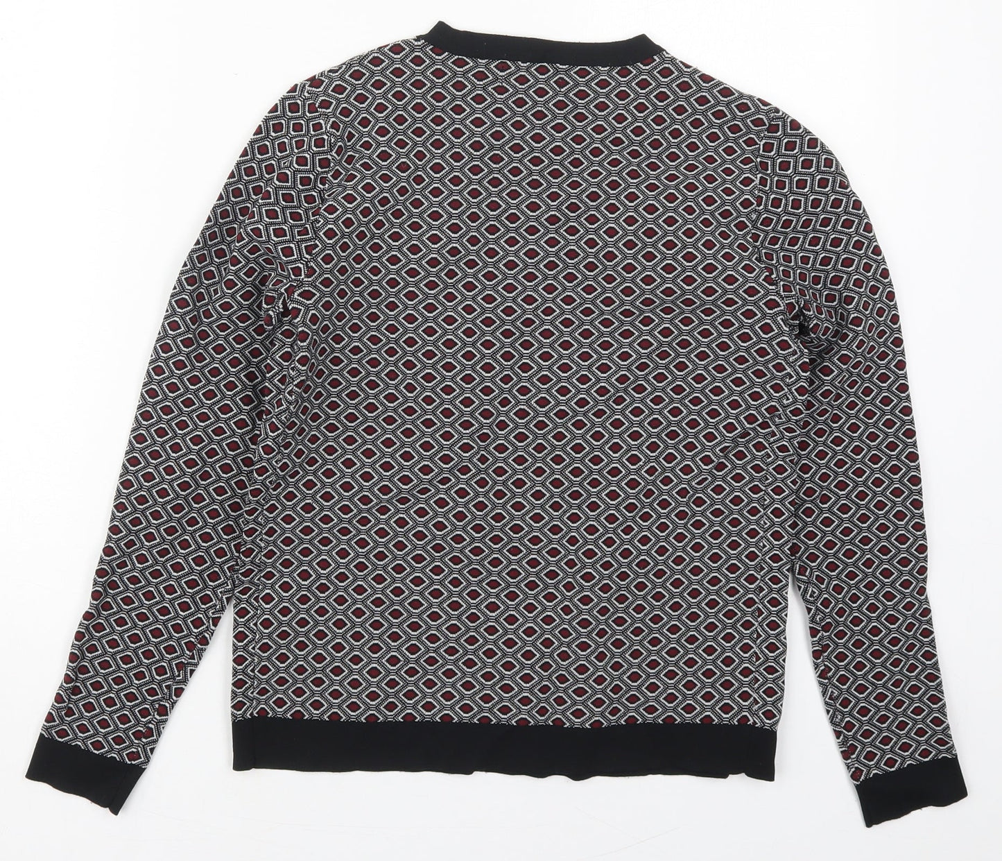 Matalan Womens Red Crew Neck Geometric Nylon Pullover Jumper Size 8