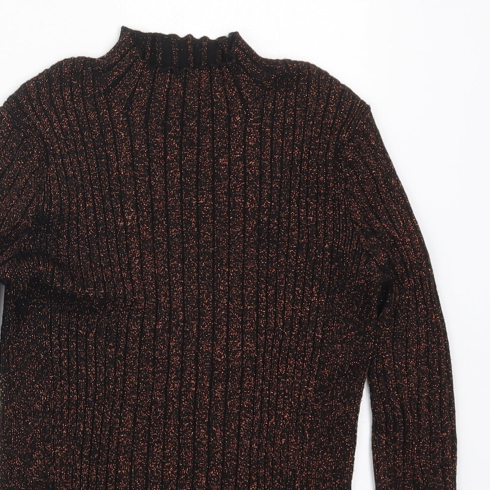 Atmosphere Womens Orange Mock Neck  Viscose Pullover Jumper Size 10