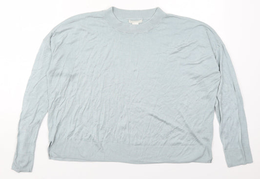 H&M Womens Blue Crew Neck  Viscose Pullover Jumper Size L