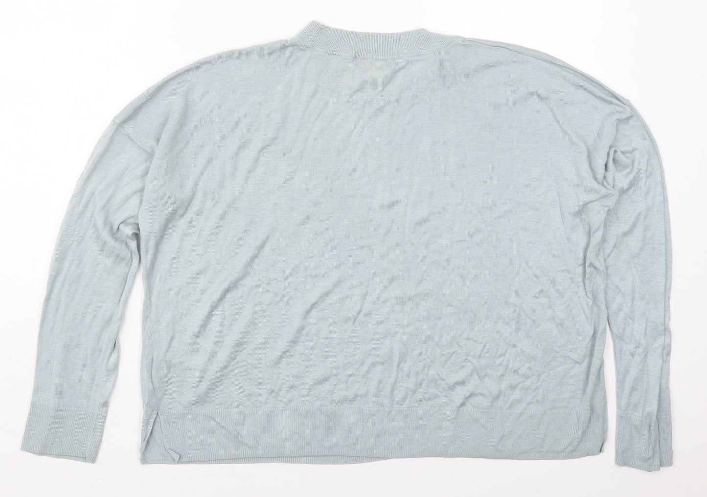 H&M Womens Blue Crew Neck  Viscose Pullover Jumper Size L