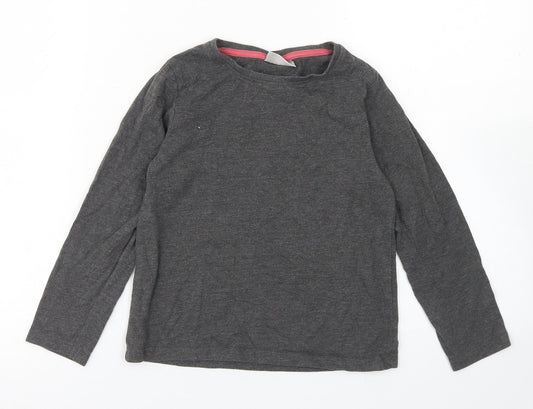 Matalan Girls Grey  Cotton Basic T-Shirt Size 7 Years Crew Neck