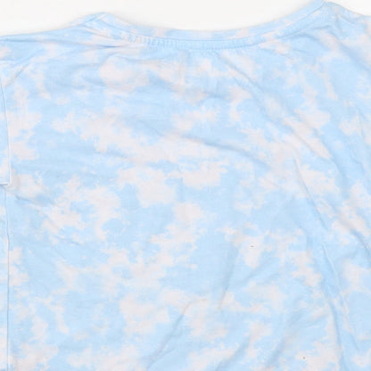 Dunnes Girls Blue  Polyester Cropped T-Shirt Size 6-7 Years Crew Neck  - Tie Dye