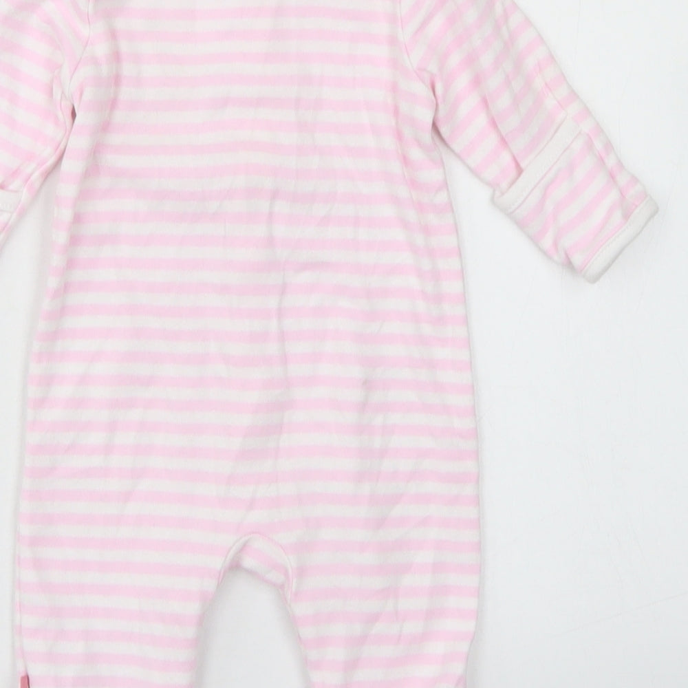 The Essential One Girls Pink Striped Cotton Babygrow One-Piece Size 0-3 Months  Snap