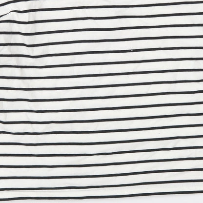 Dunnes Girls White Striped Cotton Pullover Sweatshirt Size 10-11 Years   - Cropped