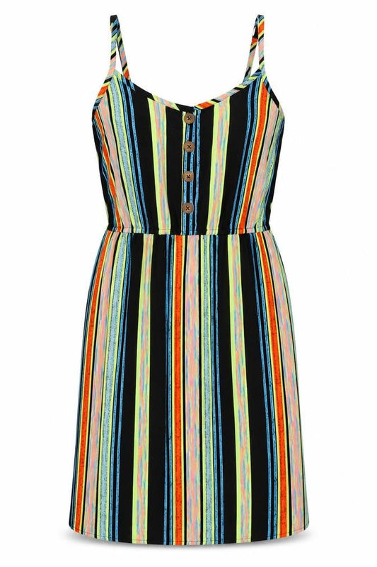 Pep&Co Womens Multicoloured Striped Polyester Slip Dress  Size 8  Round Neck