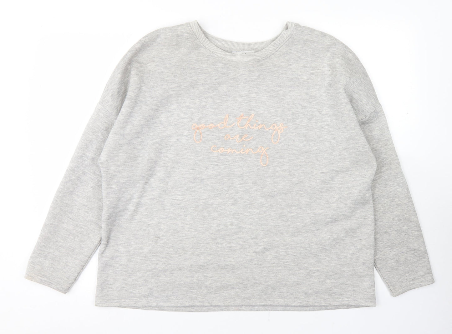 Papaya Womens Grey  Polyester Pullover Sweatshirt Size L   - Good things are coming