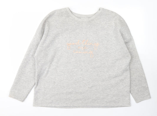 Papaya Womens Grey  Polyester Pullover Sweatshirt Size L   - Good things are coming