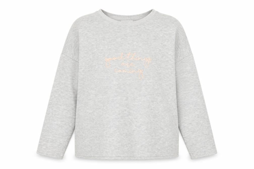 Papaya Womens Grey  Polyester Pullover Sweatshirt Size L   - Good things are coming