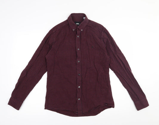 Burton Mens Red Check Cotton  Button-Up Size S Collared Button