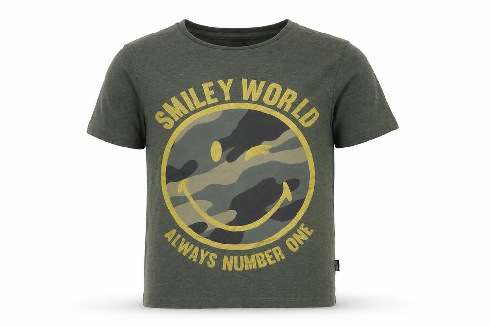 Primark Girls Green  Polyester Basic T-Shirt Size 7-8 Years Crew Neck Pullover - smiley world