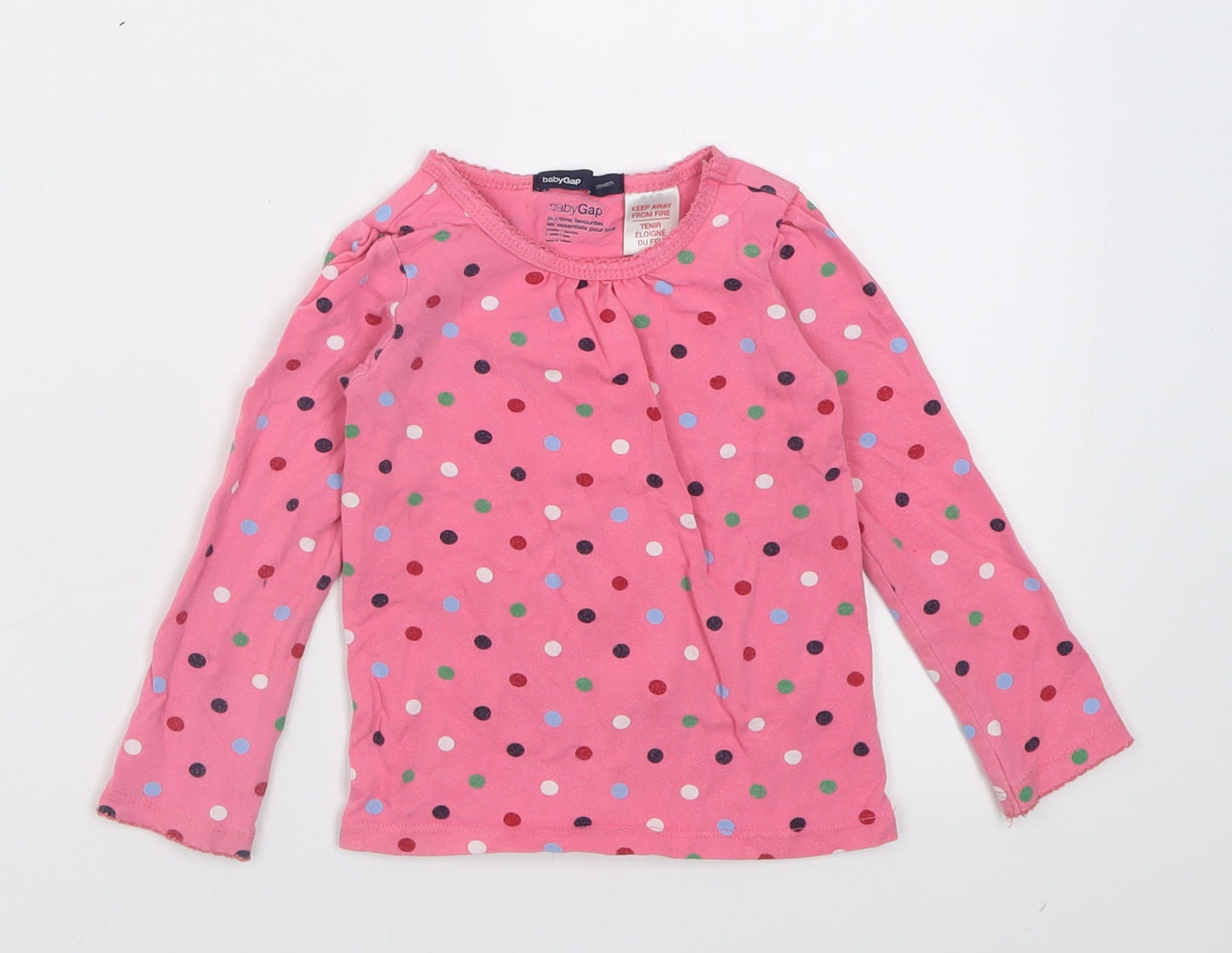 Gap Girls Multicoloured Polka Dot Cotton Basic Casual Size 2 Years Crew Neck Pullover