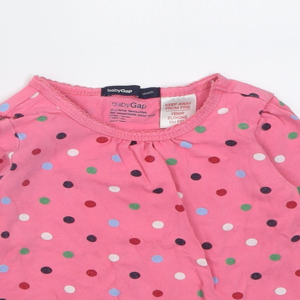 Gap Girls Multicoloured Polka Dot Cotton Basic Casual Size 2 Years Crew Neck Pullover