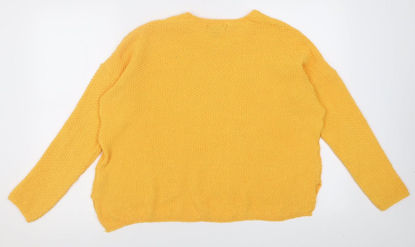 Primark Womens Yellow V-Neck  Polyester Pullover Jumper Size S
