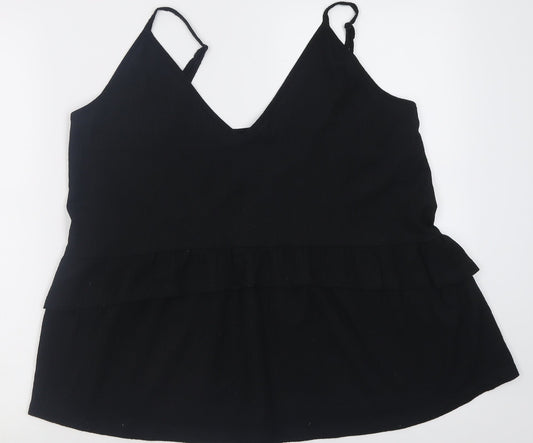 George Womens Black  Polyester Basic Tank Size 14 V-Neck